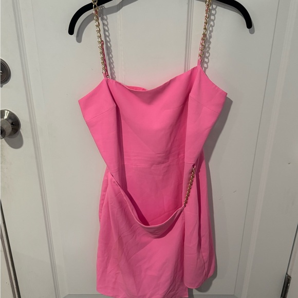 Amanda Uprichard Strapless Pink Dress with Gold Chain Straps - Picture 1 of 4